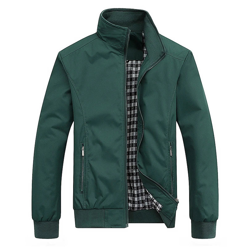 Men's Slim Fit Bomber Jacket – Casual Stand Collar Zip Coat