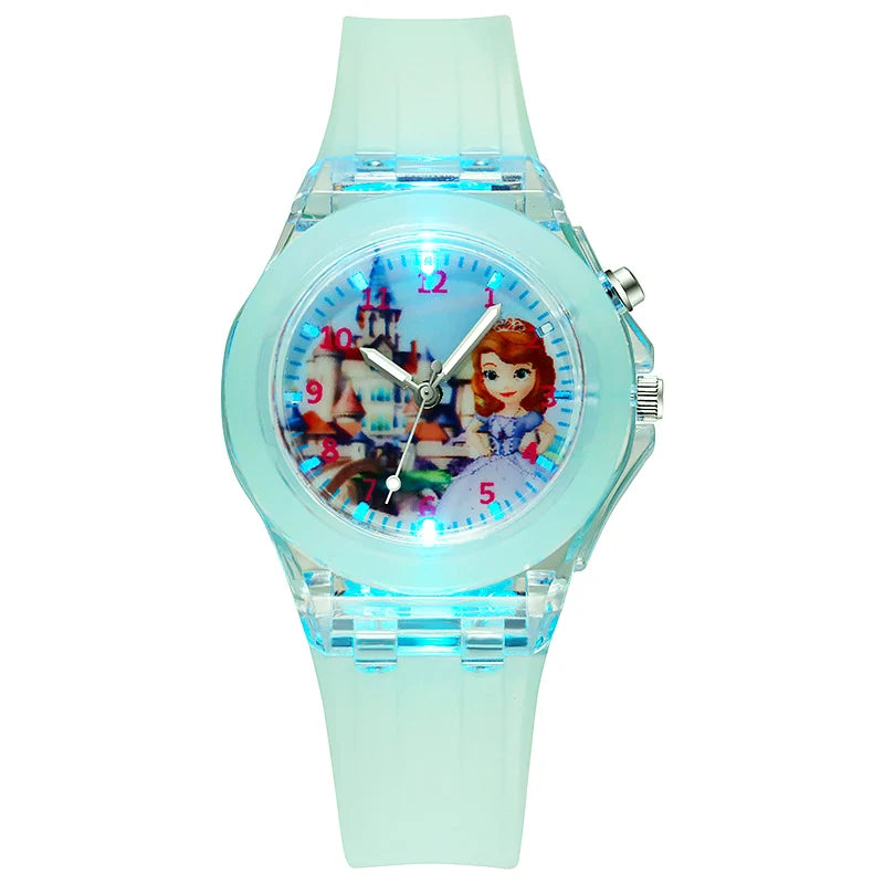 Kids Light-Up Watch Disney Frozen Elsa Girls Silicone Strap