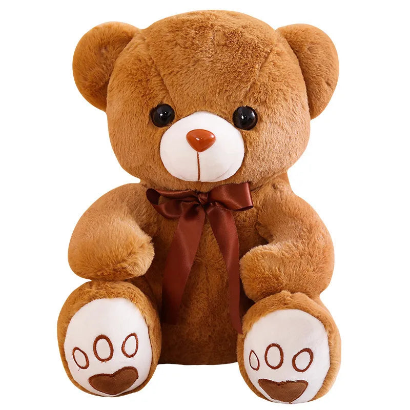 Teddy Bear Plush Toy with Bow Ribbon – Soft Stuffed Animal Doll Birthday Gift