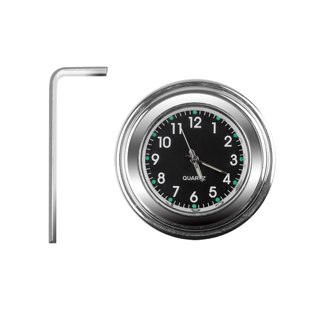 Motorcycle Handlebar Clock – Aluminum Luminous Quartz Watch 22-25mm