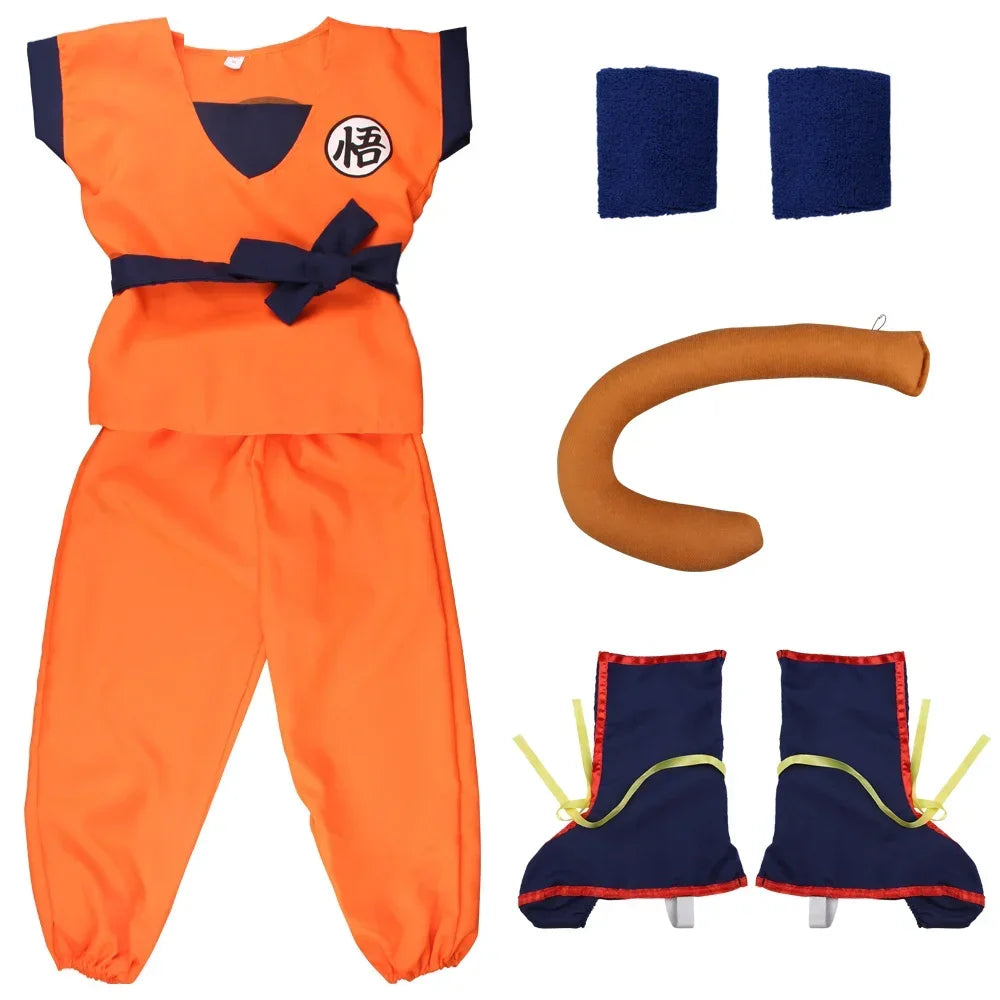 Son Goku Costume Set with Tail – Dragon Ball Cosplay for Kids & Adults