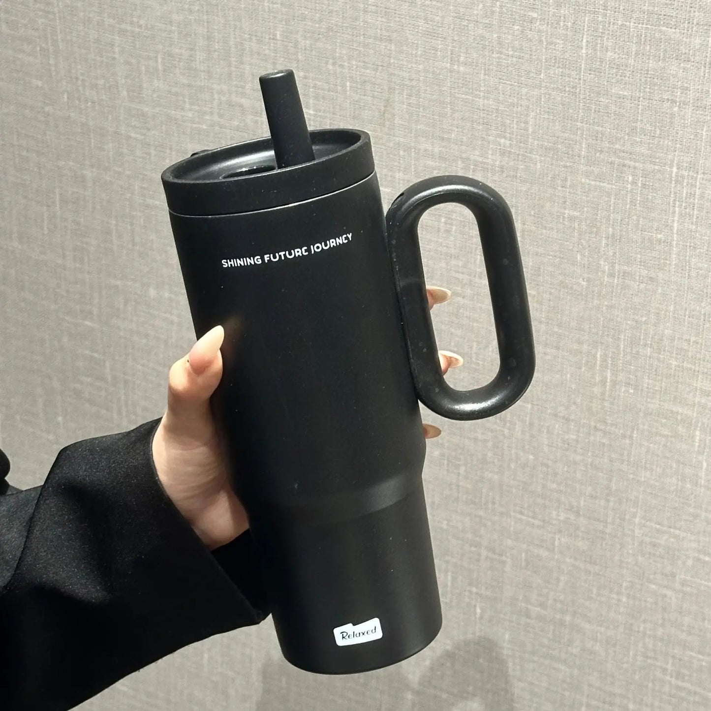 Vacuum Insulated Travel Tumbler with Straw & Handle 25.4oz