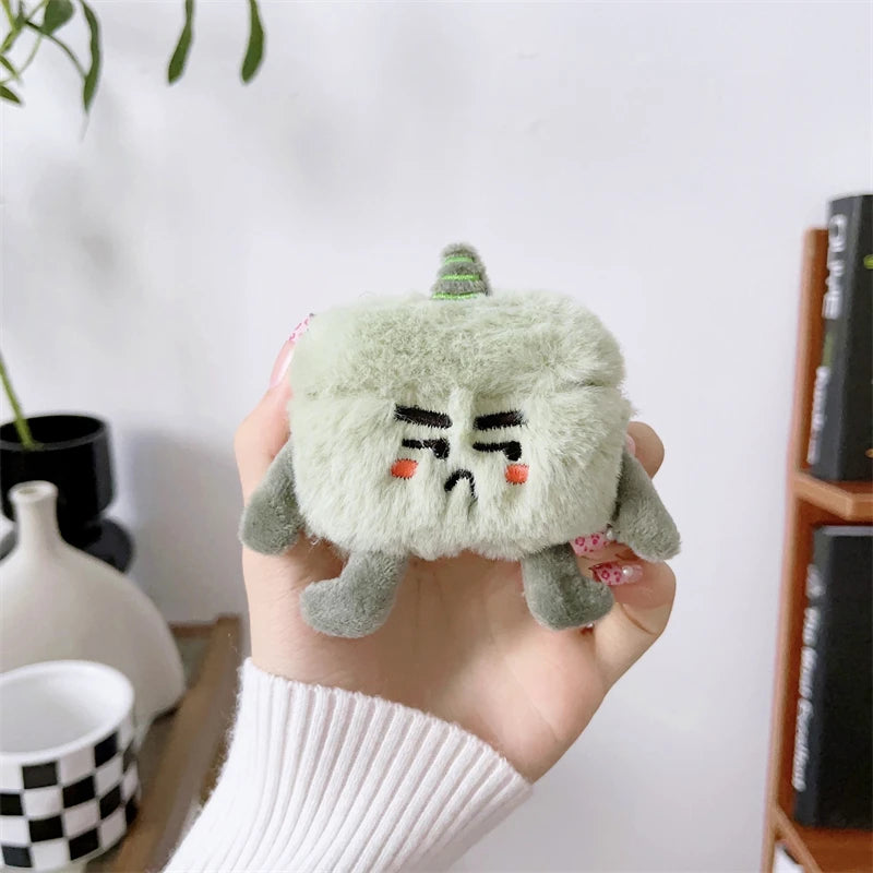 Cute Plush Monster AirPods Case – Fluffy Cartoon Cover