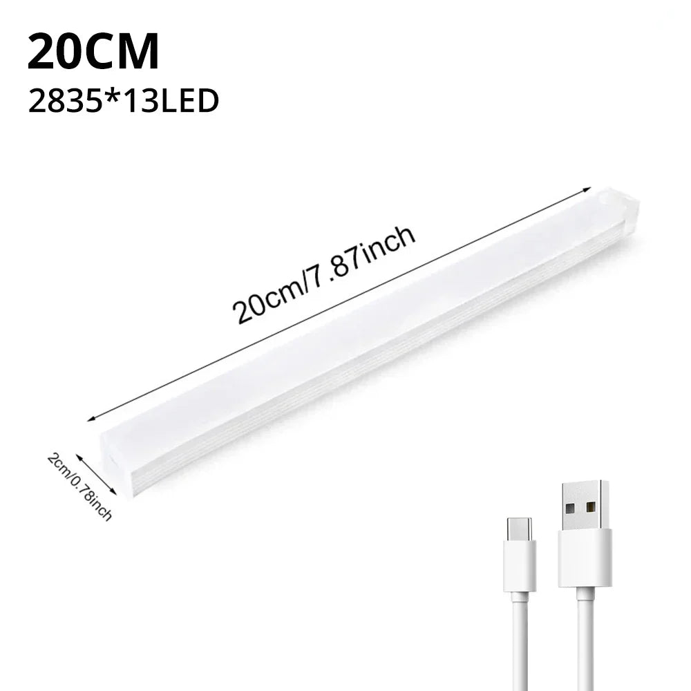 Motion Sensor LED Night Light Bar – Wireless USB Rechargeable Cabinet Lamp