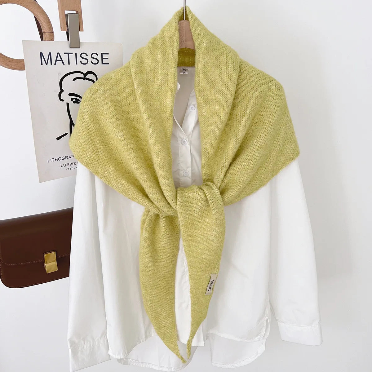 Knitted Triangular Wool Scarf – Women's Winter Warm Headscarf Shawl