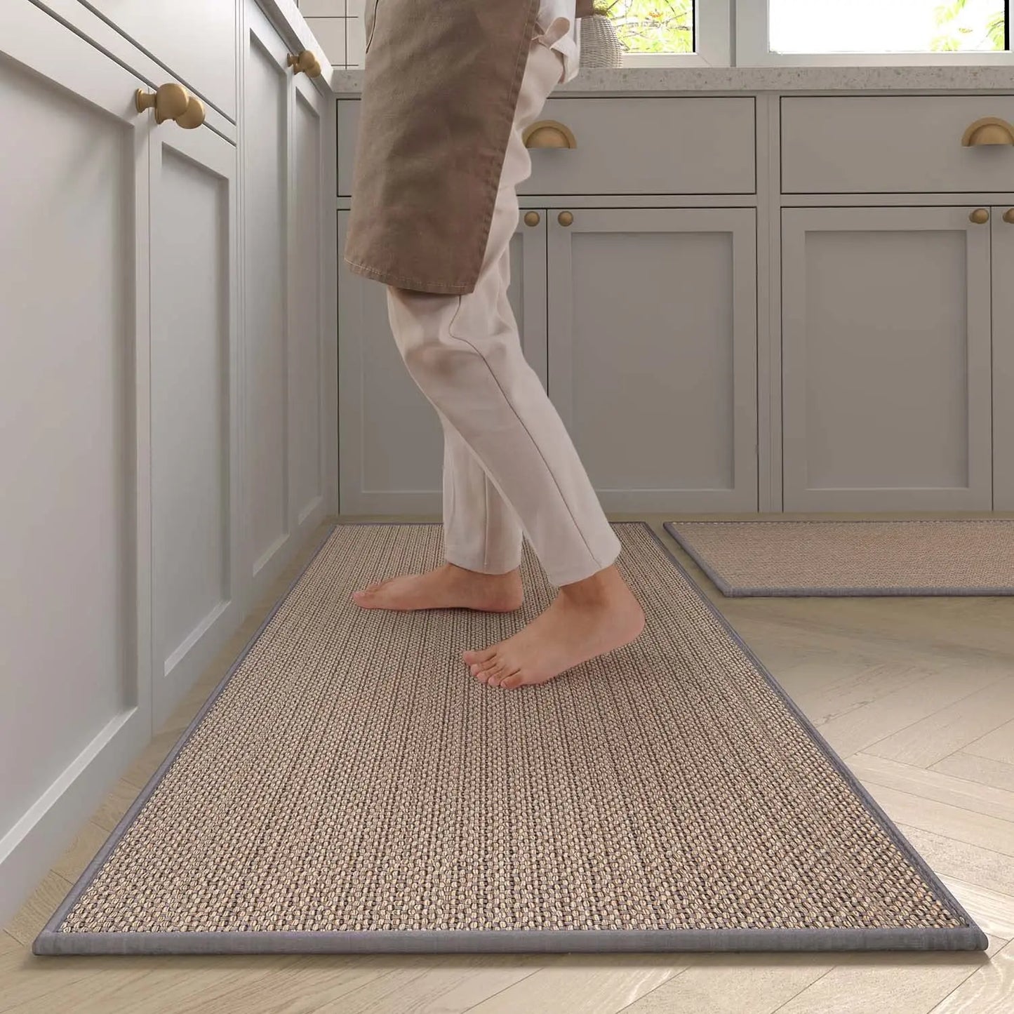 Washable Non Slip Faux Sisal Kitchen Runner Rug