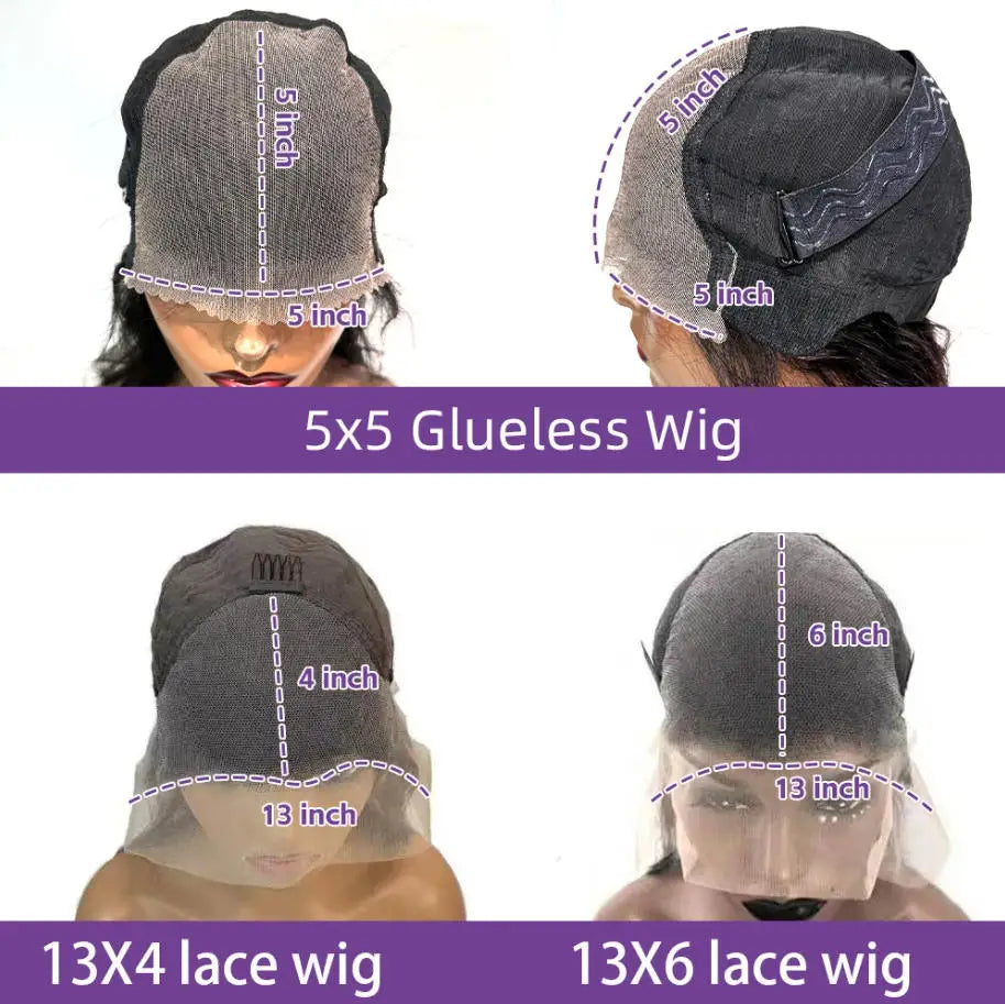 Deep Wave Human Hair Wig 13x4 13x6 HD Lace Front Natural Black