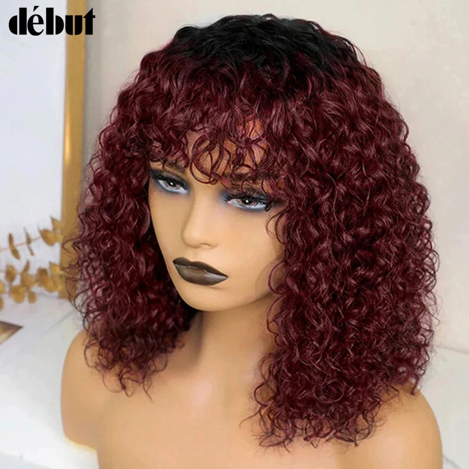 Jerry Curly Pixie Bob Human Hair Wig with Bangs – Wear & Go