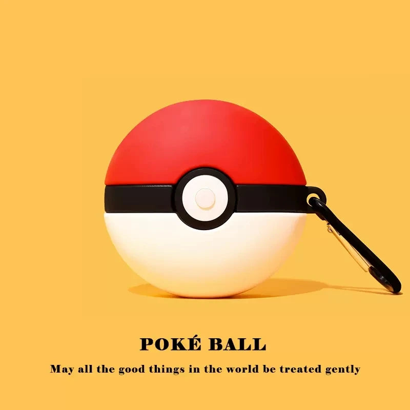 Cute Cartoon Pokeball AirPods Case – Silicone Cover for AirPods 1/2/3/4 & Pro