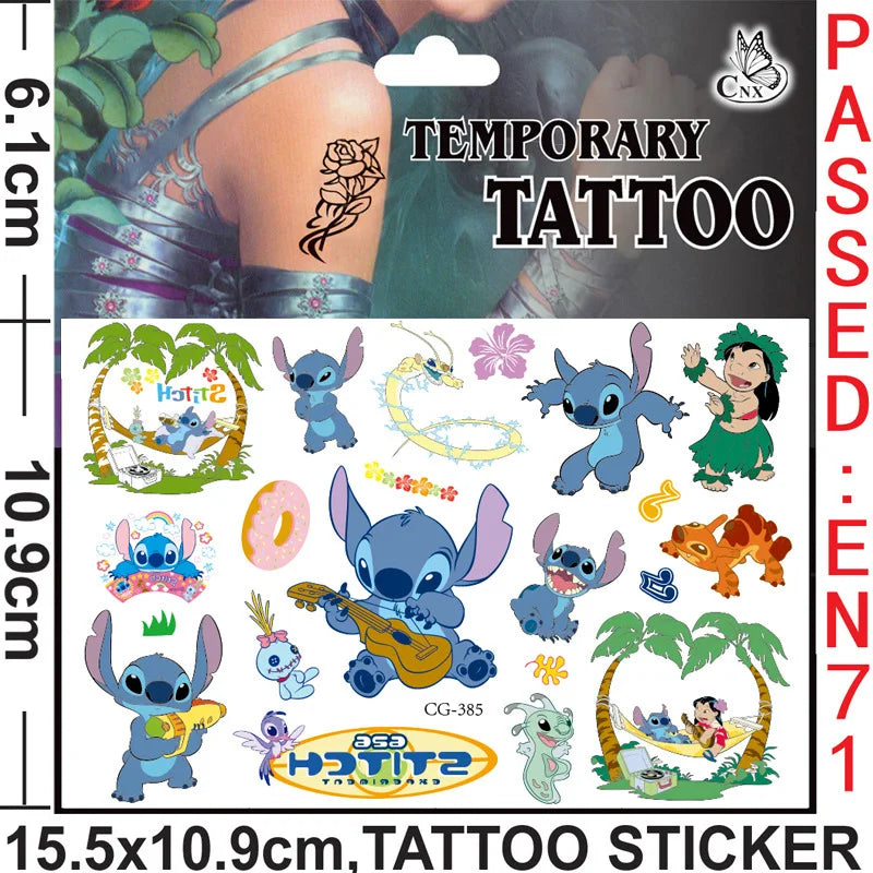 Disney Stitch Temporary Tattoo Stickers Water Transfer Kids Party