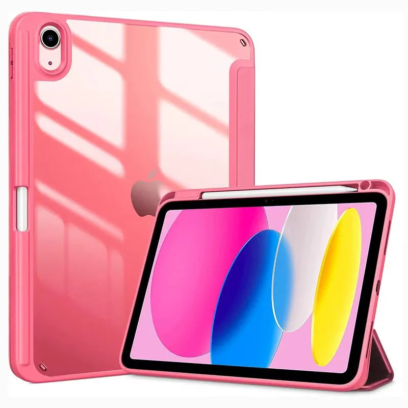 iPad Clear Back Case with Pencil Holder & Stand