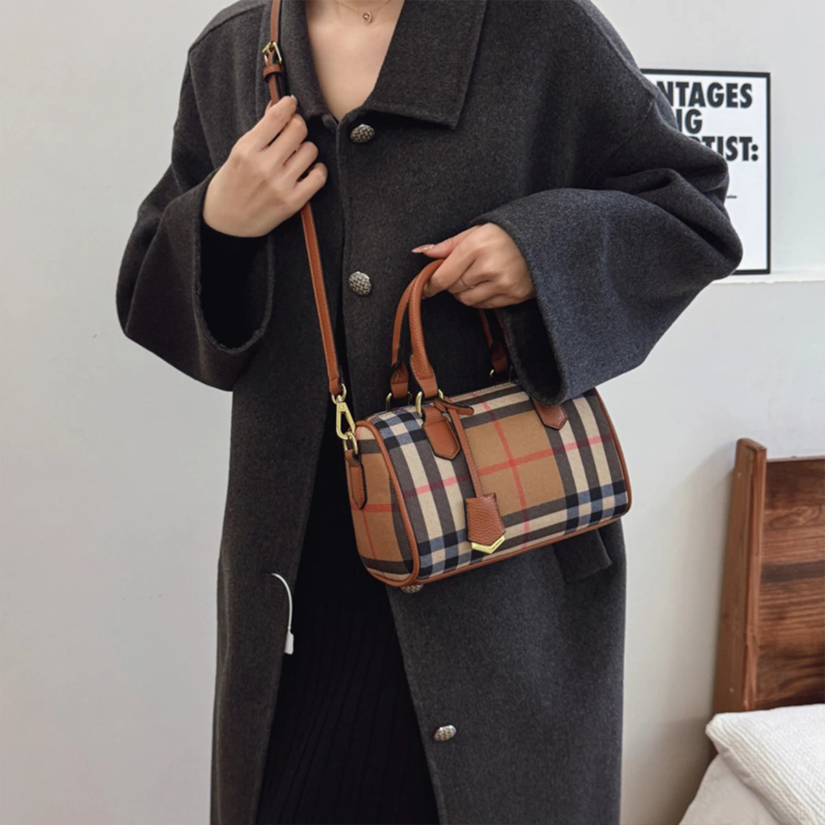 Plaid Crossbody Bag for Women – Classic Tartan PU Leather Handbag
