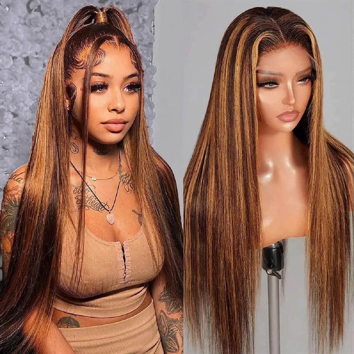 Straight Lace Front Wig Human Hair 13x4 180%-250% Density Pre-Plucked