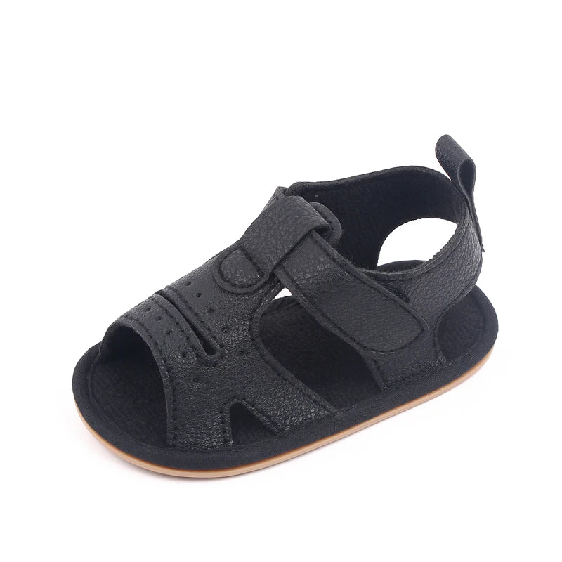 Baby Sandals Anti-Slip Soft PU Leather Toddler Shoes for Boys & Girls 0-18 Months