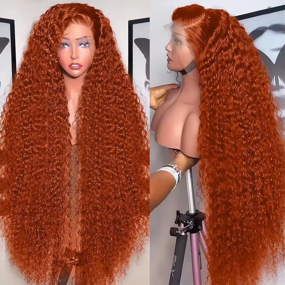 Ginger Orange HD Lace Front Wig – Deep Curly Human Hair