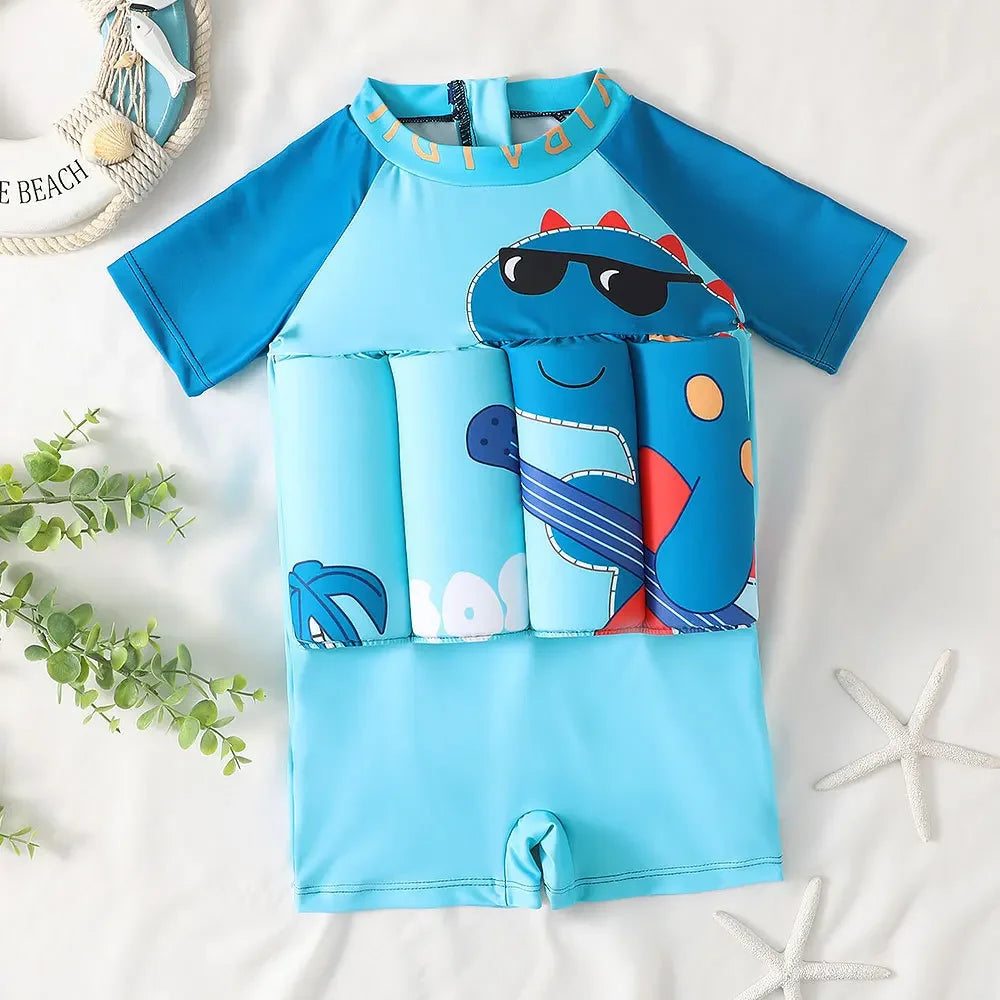 Kids Cartoon Buoyancy One Piece Swimsuit