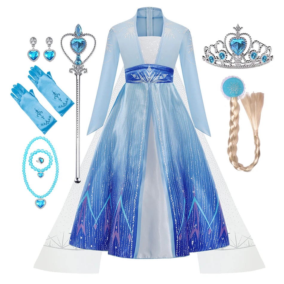 Elsa Frozen Princess Costume for Girls – Halloween & Birthday Party Dress