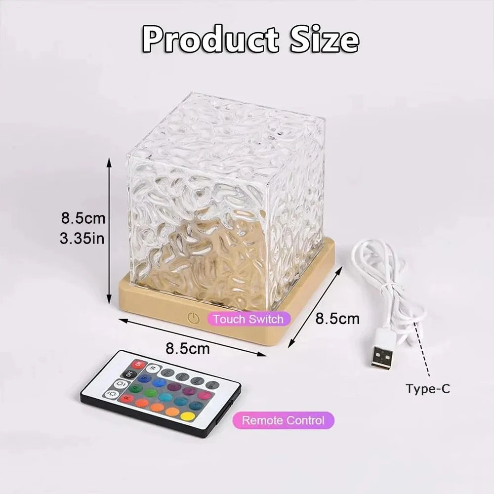 Water Ripple Crystal Night Light with Remote | 16 Colors