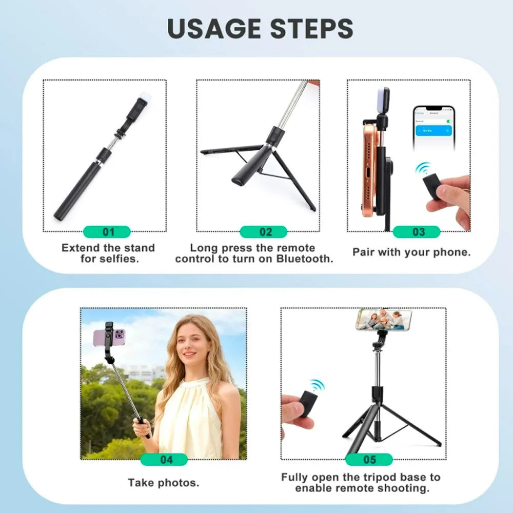 170cm Selfie Stick Tripod – Bluetooth, Reinforced & Portable