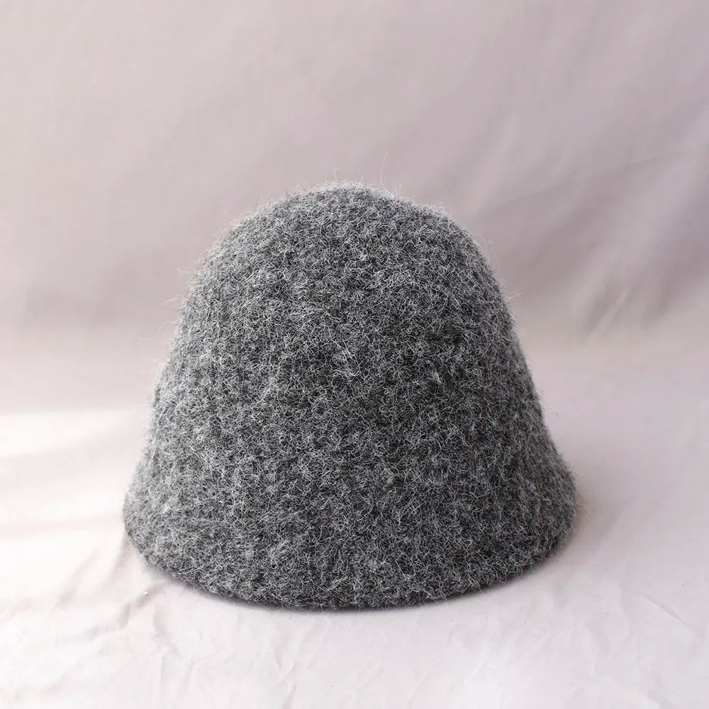 Wool Felt Bucket Hat for Women – Vintage Knit Winter Cap