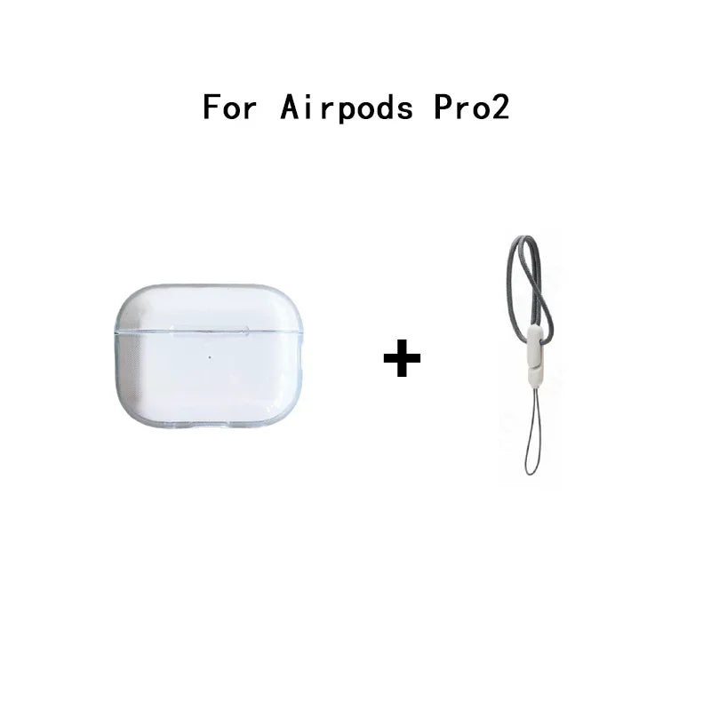 Clear TPU AirPods Case with Lanyard Strap – Shockproof