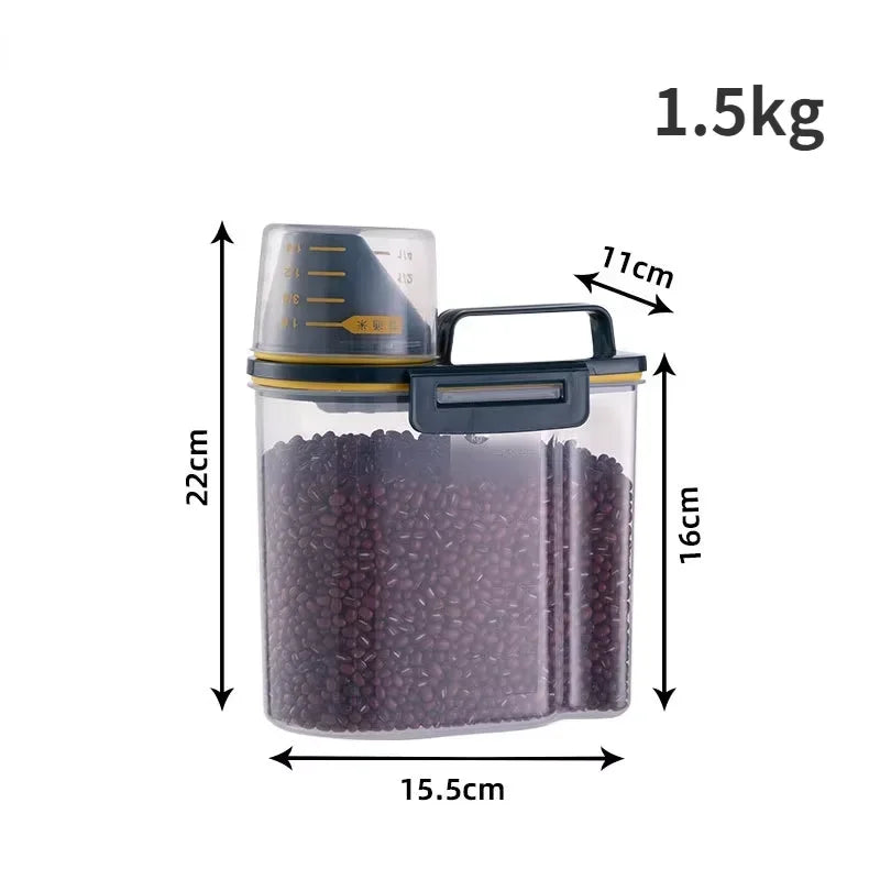 Airtight Pet Food Storage Container with Measuring Cup – 1.5KG & 2KG