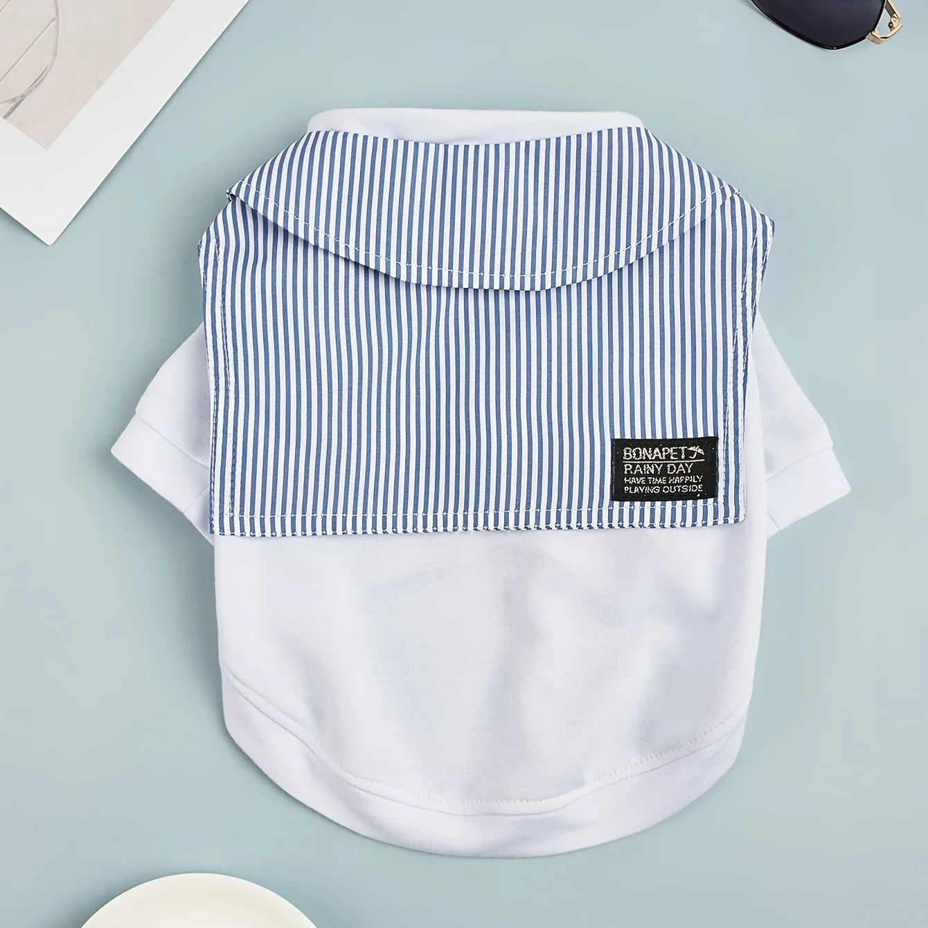 Casual Summer T-Shirt with Striped Scarf for Small & Medium Dogs