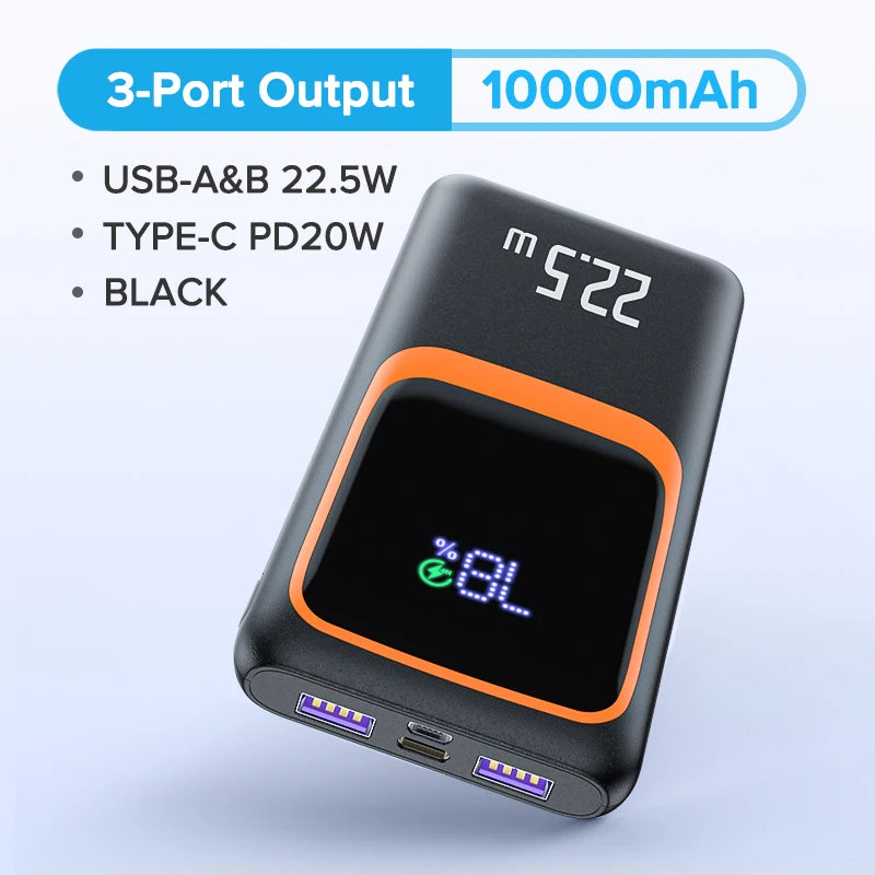 QOOVI Power Bank 22.5W Fast Charging 3-Port 10000/20000mAh Portable Charger