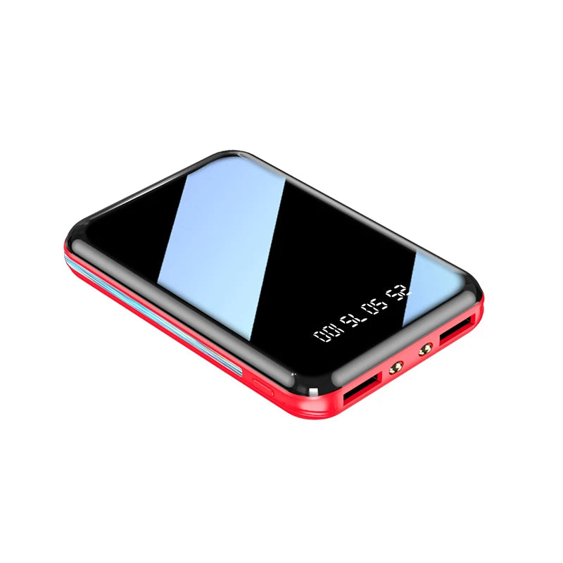 Mini Power Bank with Mirror Screen & LED Display – 10000mAh / 20000mAh Portable Charger