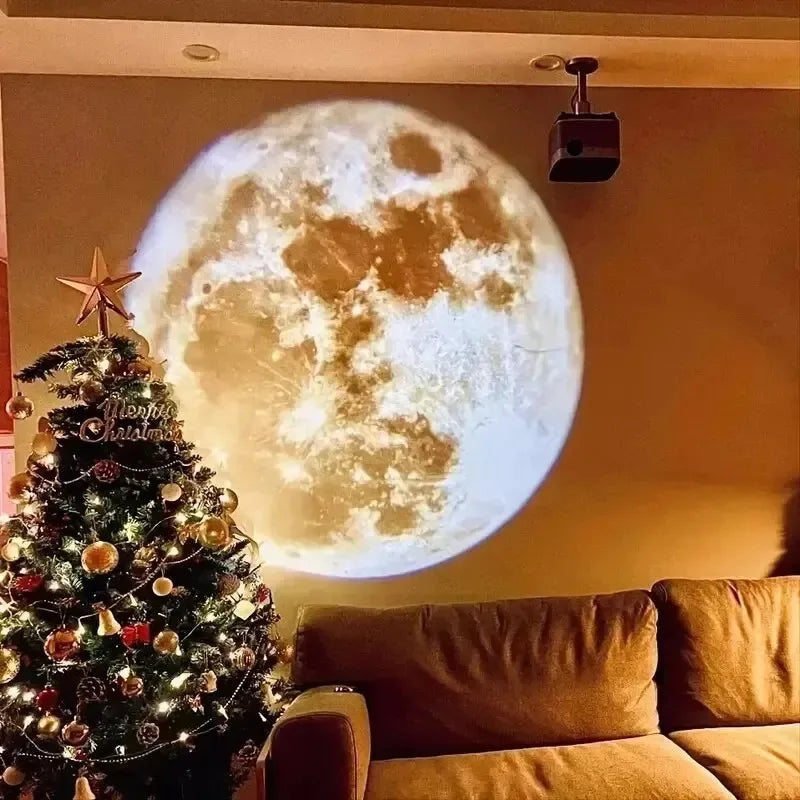 Moon & Earth Projection Night Light USB Starry Sky Atmosphere Lamp