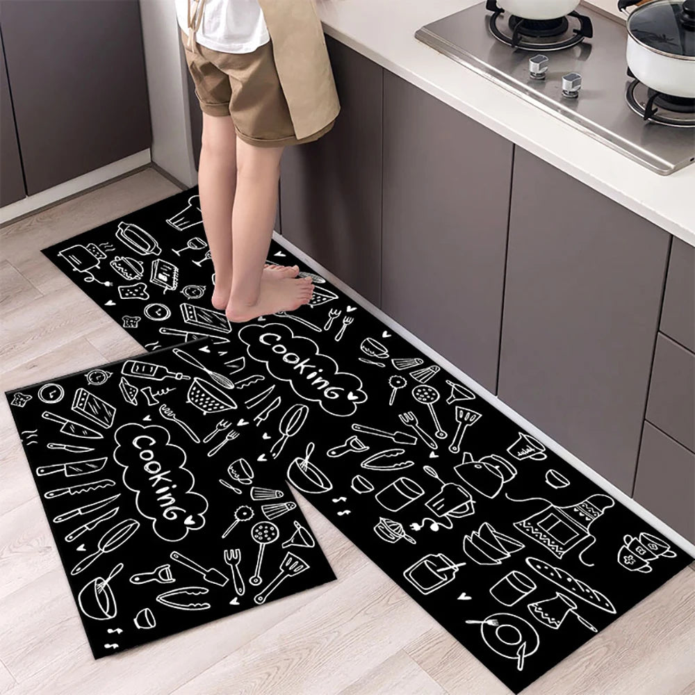 Non-Slip Kitchen Mat Set – Crystal Velvet Absorbent Rugs for Kitchen & Bathroom