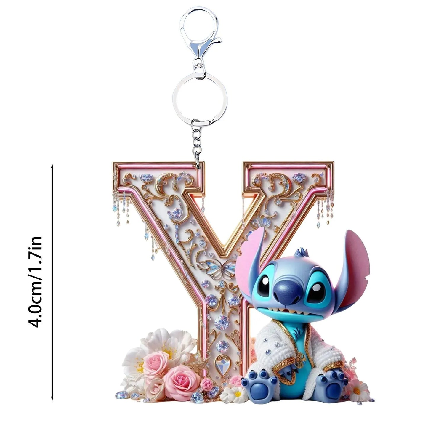 Stitch Letter Keychain – Acrylic Initial Pendant A–Z