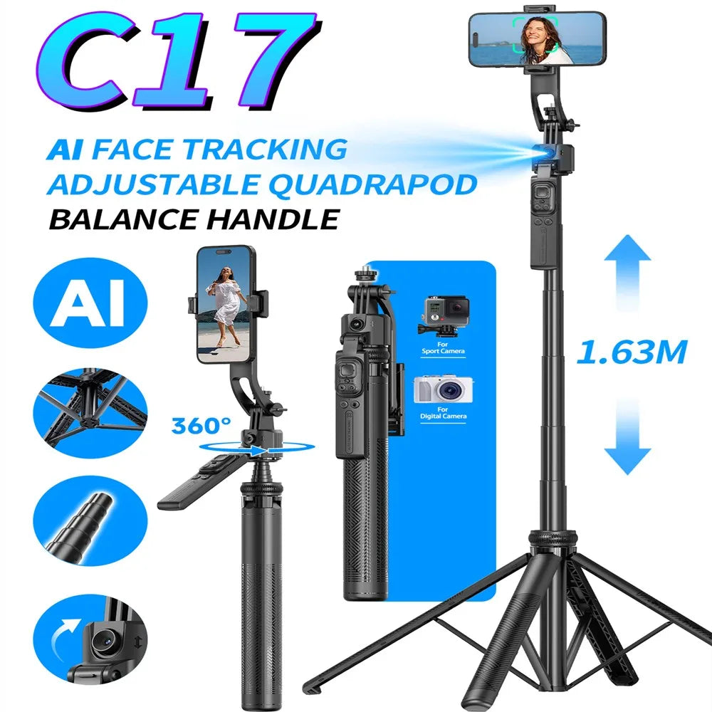 AI Auto-Tracking Selfie Stick with Bluetooth Remote