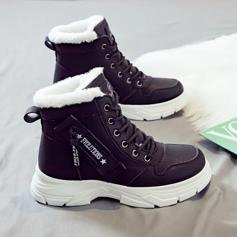 Women's Fur-Lined Winter Ankle Boots – Warm Lace-Up Snow Boots