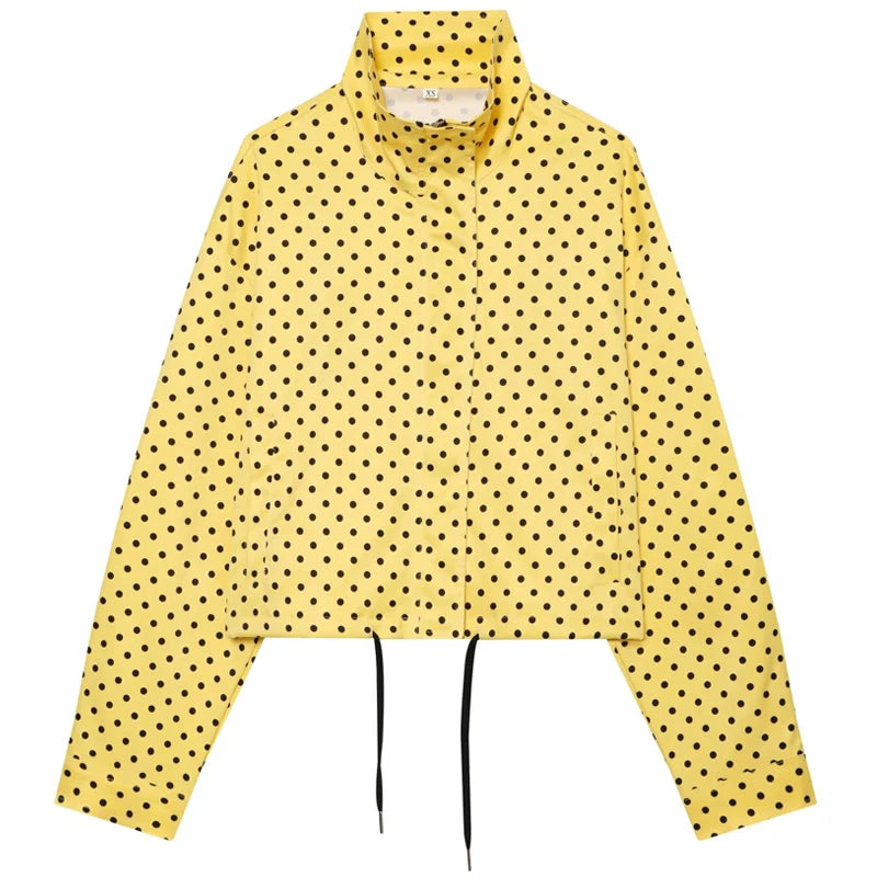 Women's Polka Dot Bomber Jacket – Oversized Zip-Up Outerwear