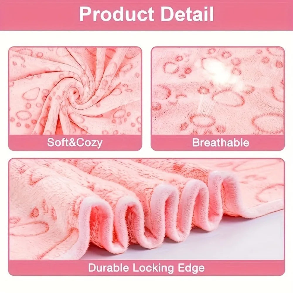 Soft Fluffy Paw Print Pet Blanket for Dogs and Cats
