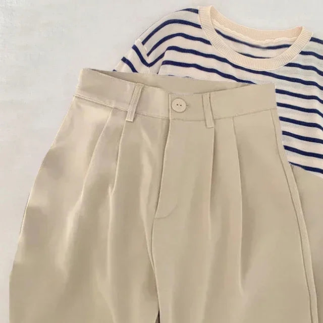 High Waist Straight Pants for Women – Loose Fit Office Trousers