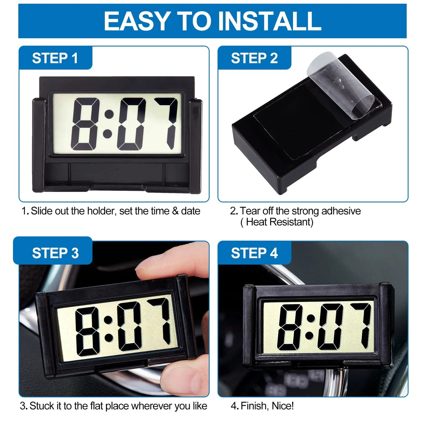 Mini Portable Desk Clock – LCD Date & 12H Time Display, Battery Powered