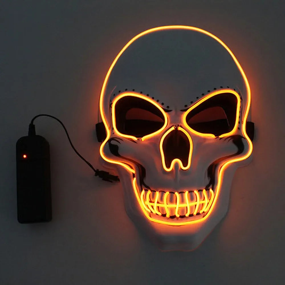 LED Skull Halloween Mask – Glowing Neon Light Cosplay Mask