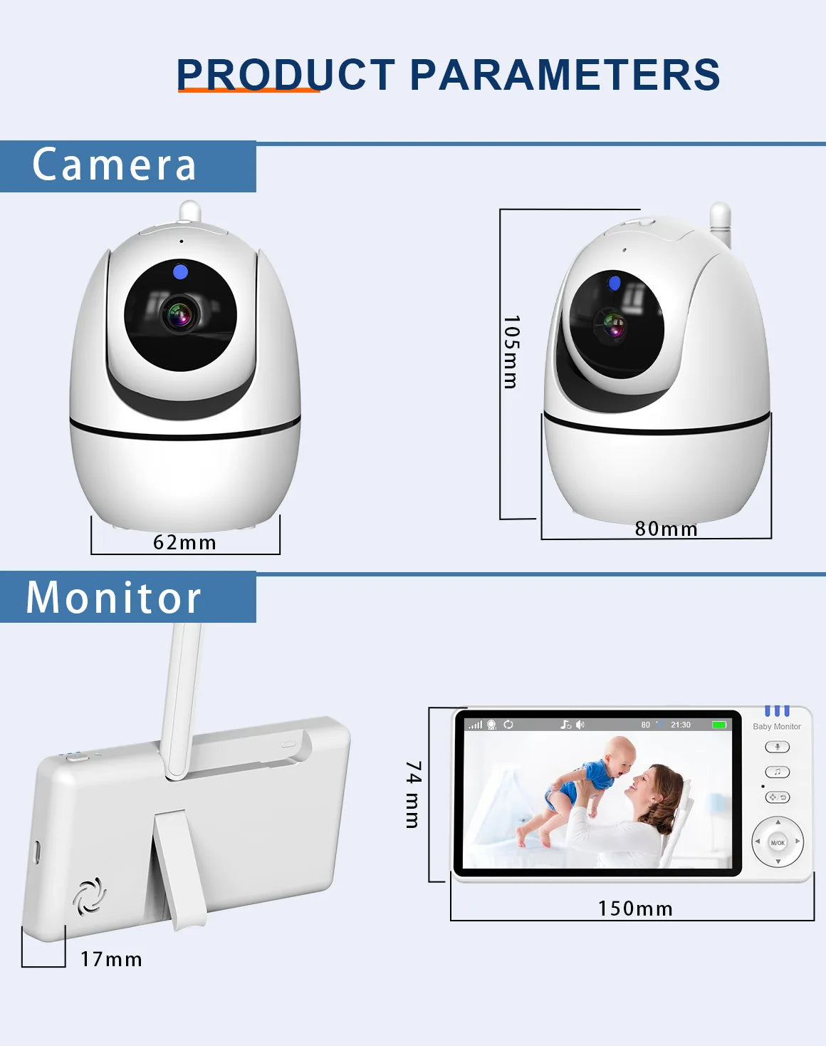 5-Inch Video Baby Monitor with Night Vision & 4x Zoom