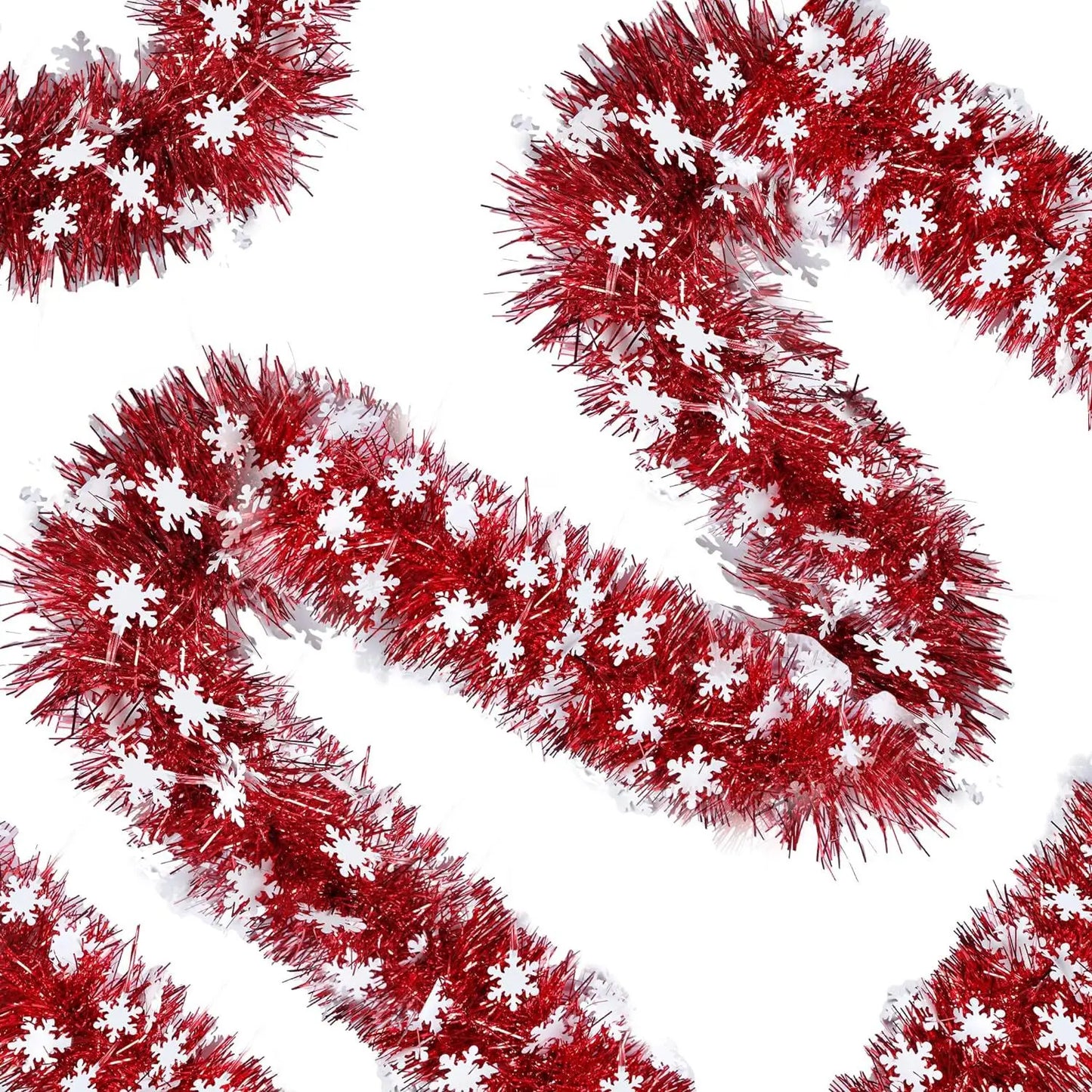 Christmas Tinsel Garland with Snowflakes & Tree Cutouts – 2M