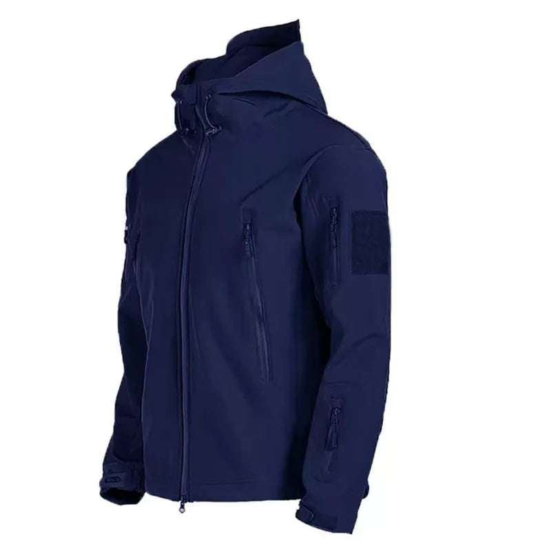 Men's Fleece-Lined Softshell Jacket – Windproof Outdoor Hooded Coat