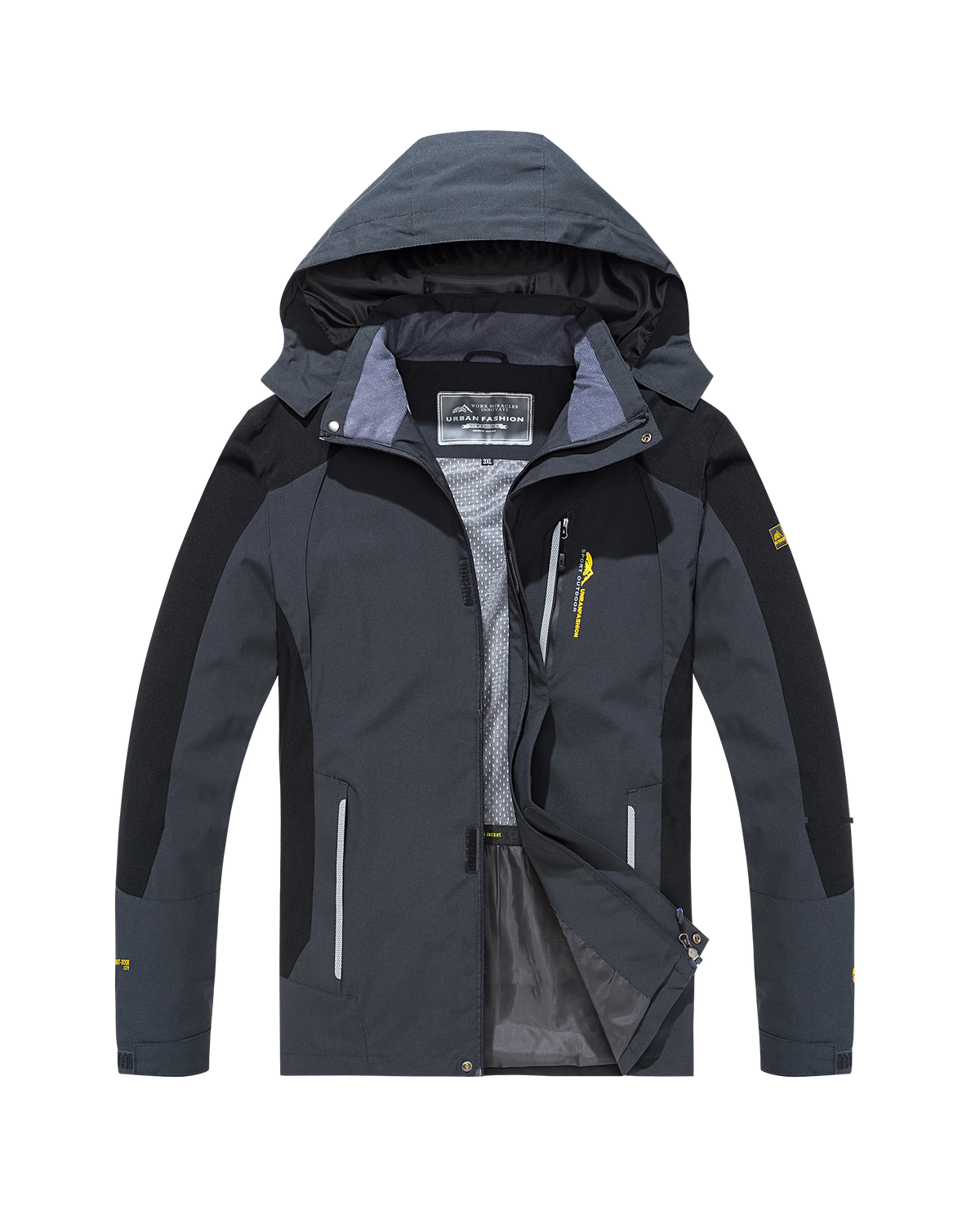Men's Waterproof Hiking Jacket – Windproof Hooded Windbreaker Plus Size