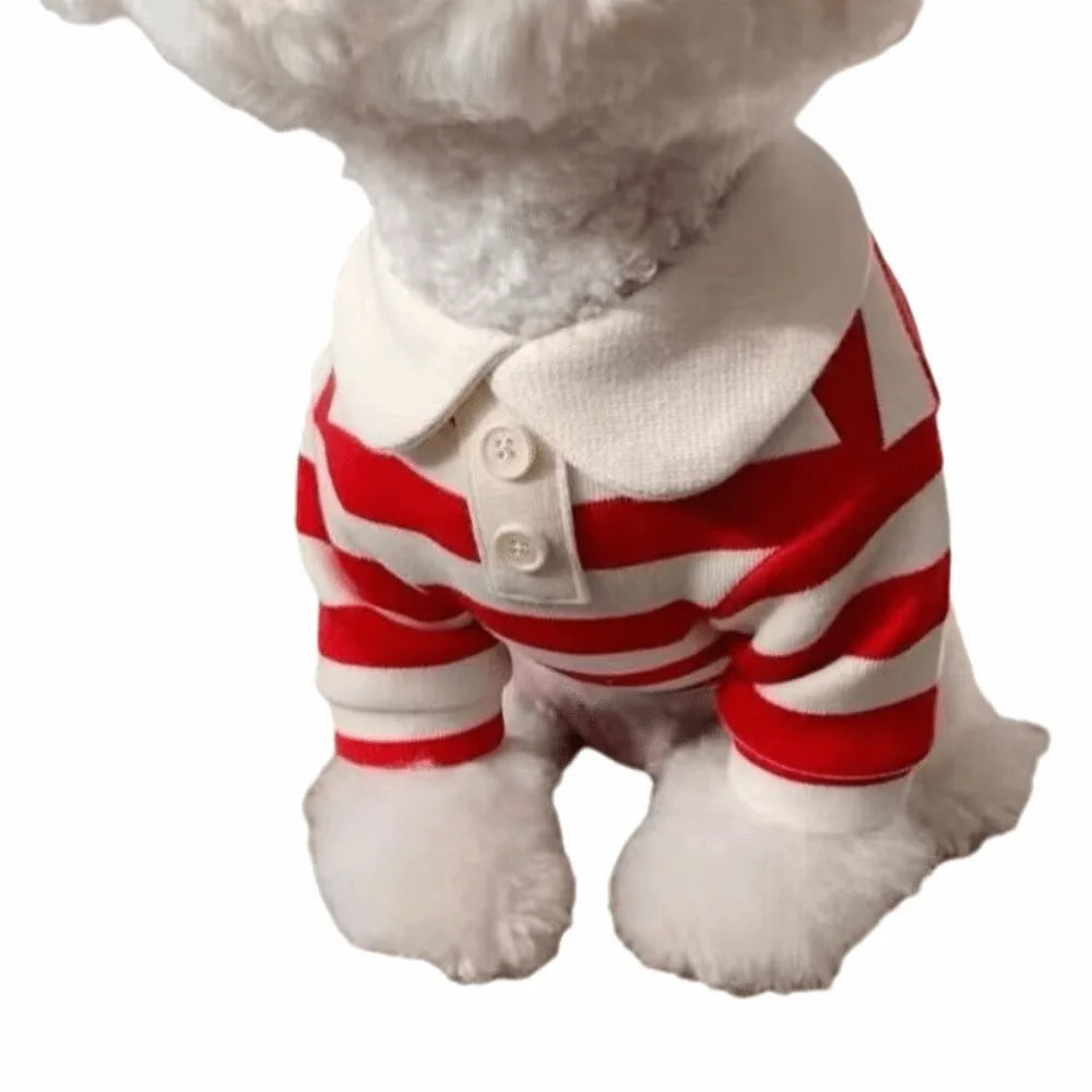 Striped Dog Shirt – Breathable Collared Polo for Small Dogs
