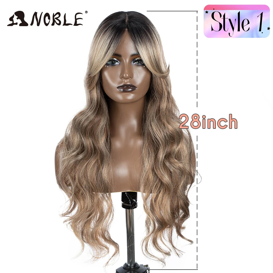 Lace Part Synthetic Wig – 36" Long Wavy Body Wave, 150% Density, Multi-Color