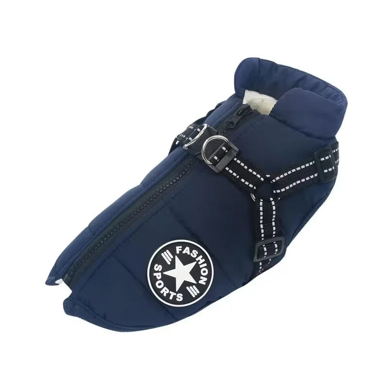 Waterproof Winter Dog Jacket with Built-In Harness