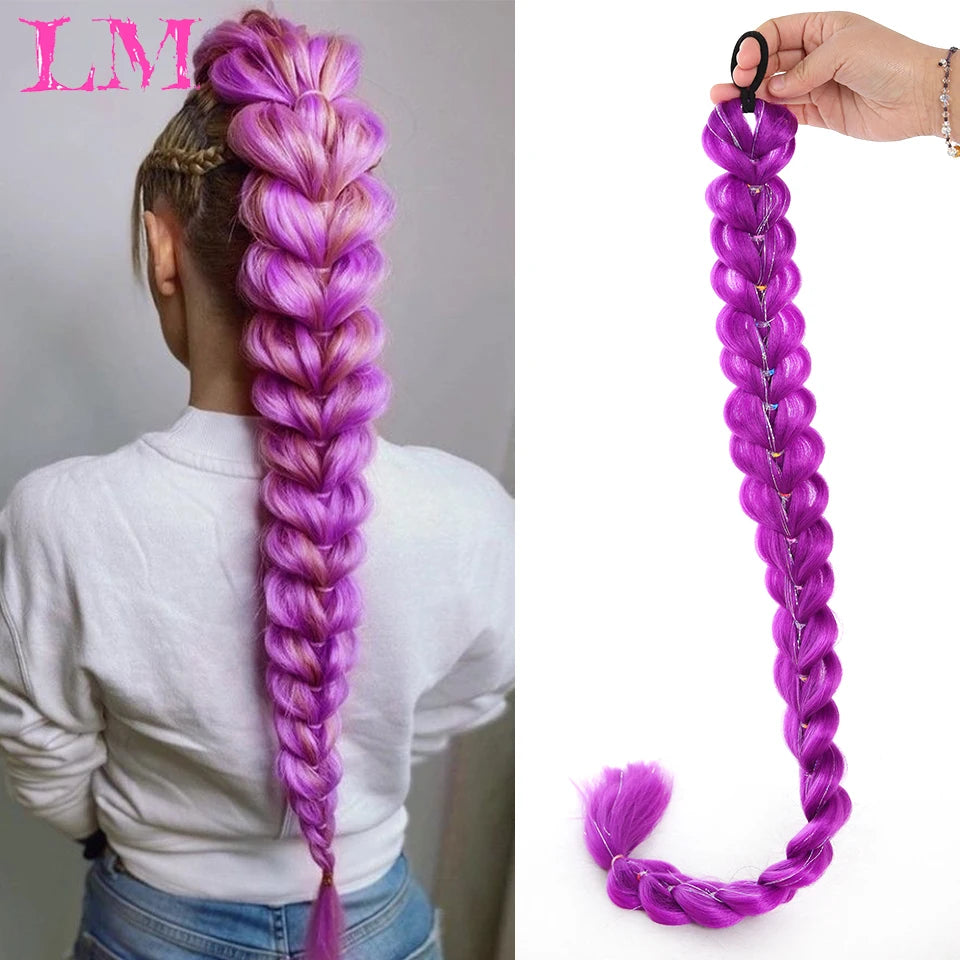 Jumbo Braid Ponytail Hair Extension 32 Inch – Synthetic Long Braiding Hair for Cosplay & Party