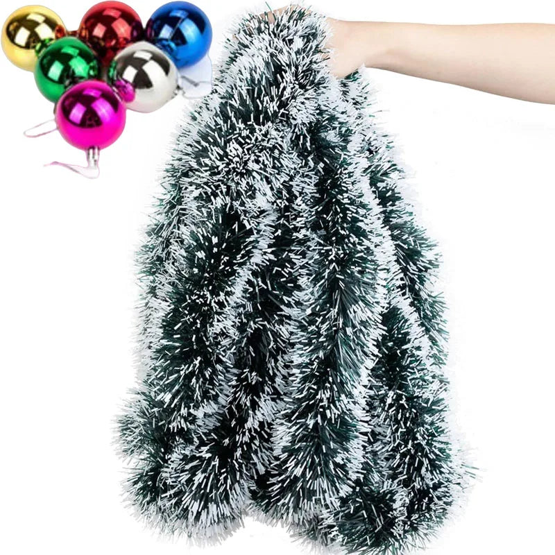 Christmas Tinsel Garland with Decorative Bows