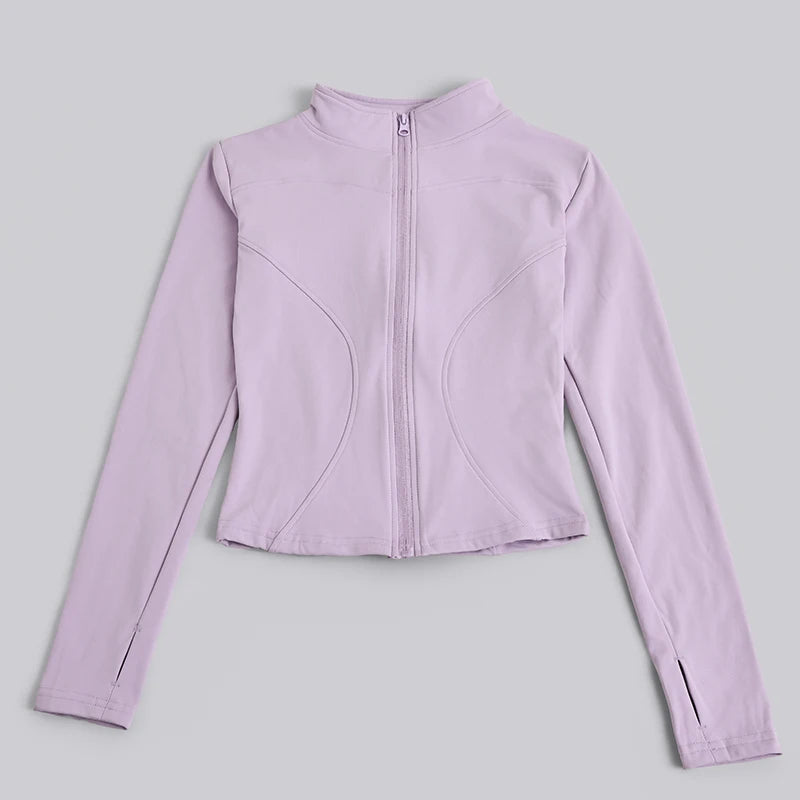 Women's Full-Zip Yoga Jacket with Thumb Holes – Slim Fit Athletic Top