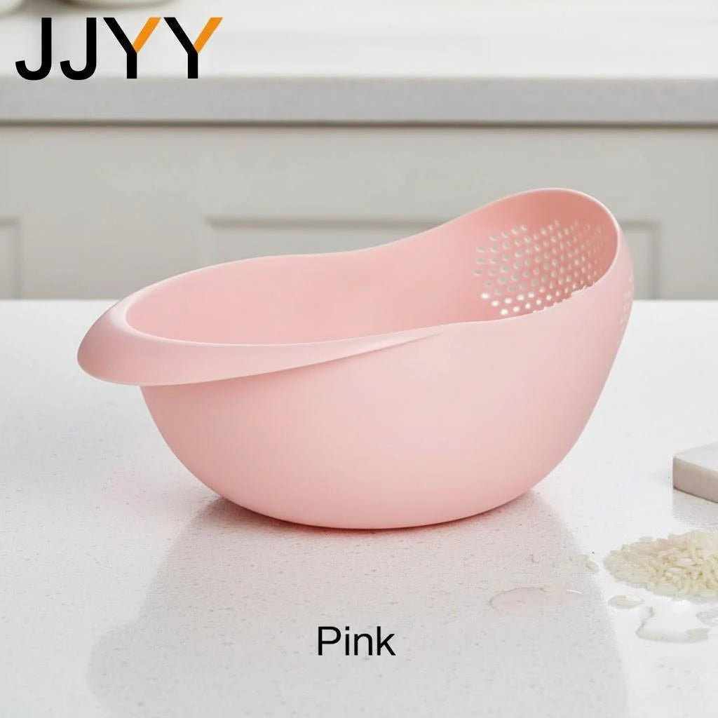 Rice Washing Basket – Plastic Strainer Bowl with Handle